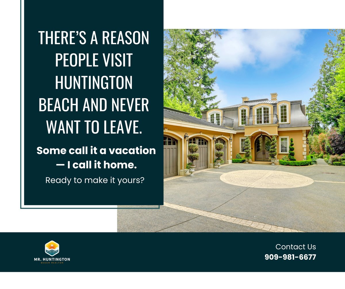 BeachHunti98982's tweet photo. Why just visit Huntington Beach when you can live here? 

Some call it a vacation; I call it home. Let me help you find your piece of Huntington Beach real estate.

Don Mowery | 909-981-6677

#HuntingtonBeachRealEstate https://t.co/QLl0lrWFY6