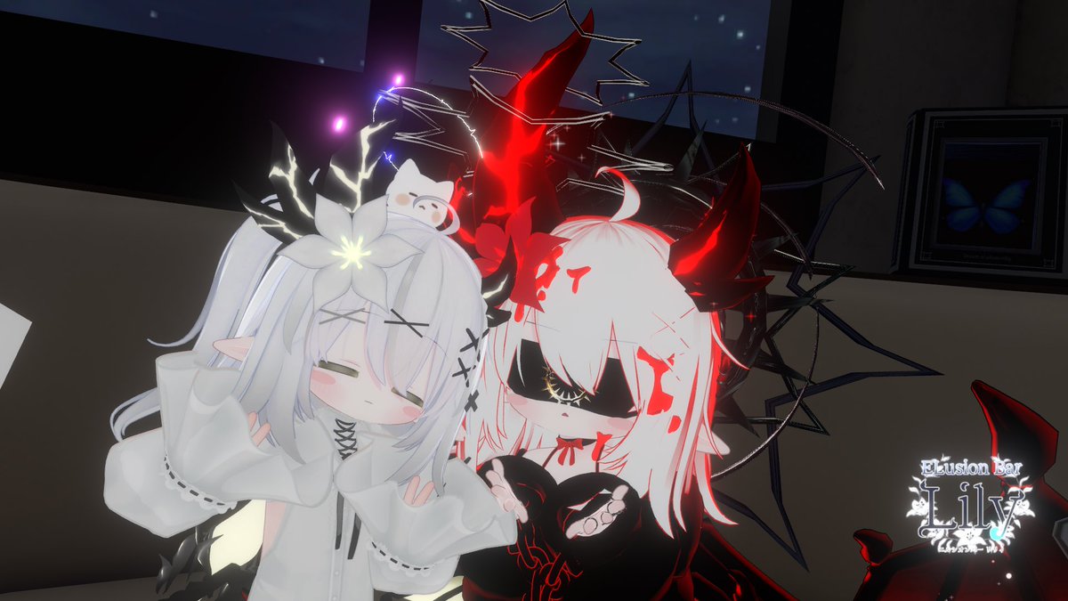 Metu01's tweet photo. #ELBarLily_VRC
(*'▽')うおー！白エル可愛い！！
星空のような美しいエルちゃんも見れて
癒されるひとときだった！ https://t.co/O6mi4ZyLpG