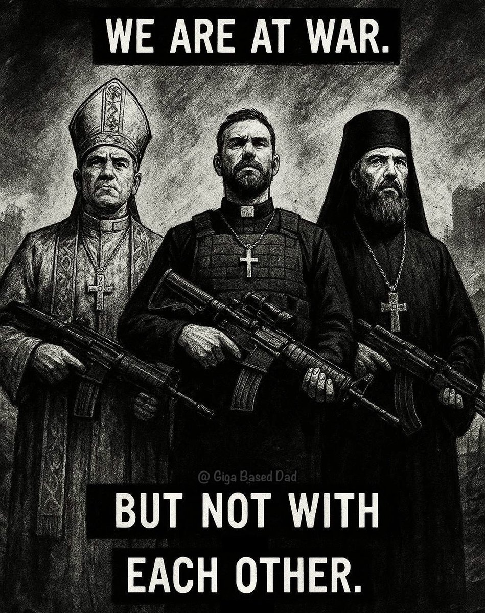 GigaBasedDad's tweet photo. Is it time for Protestants, Catholics, and Orthodox Christians to put aside their differences?

The world is quickly being dominated by the enemy. Christian persecution is on the rise.

Do we need to unite as fellow followers of Christ? https://t.co/ik5pugGQ2a
