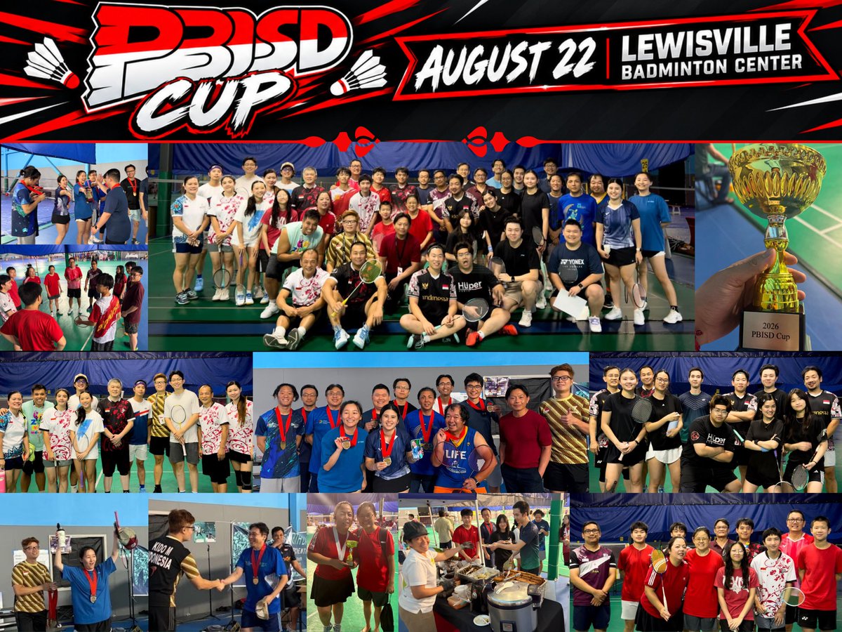 trainingatlbc's tweet photo. Throwback to an unforgettable August 22, 2026! 🇮🇩🏸

We at Lewisville Badminton Center were deeply honored and proud to serve as the host for this year’s Indonesia 81st Independence Day Celebration (Upacara 17an) and the PBISD Community Tournament Cup! https://t.co/OGU0ZUDBP7