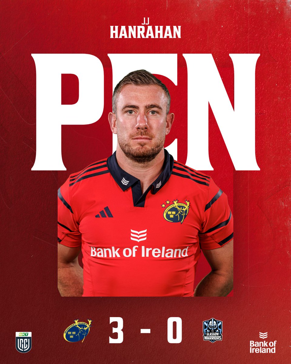 Munsterrugby's tweet photo. PEN | JJ kicks us into the lead after 3 minutes.

Follow live: https://t.co/ZZSIZS2URI

#MUNvGLA | #SUAF 🔴 https://t.co/EZrplEWpvD