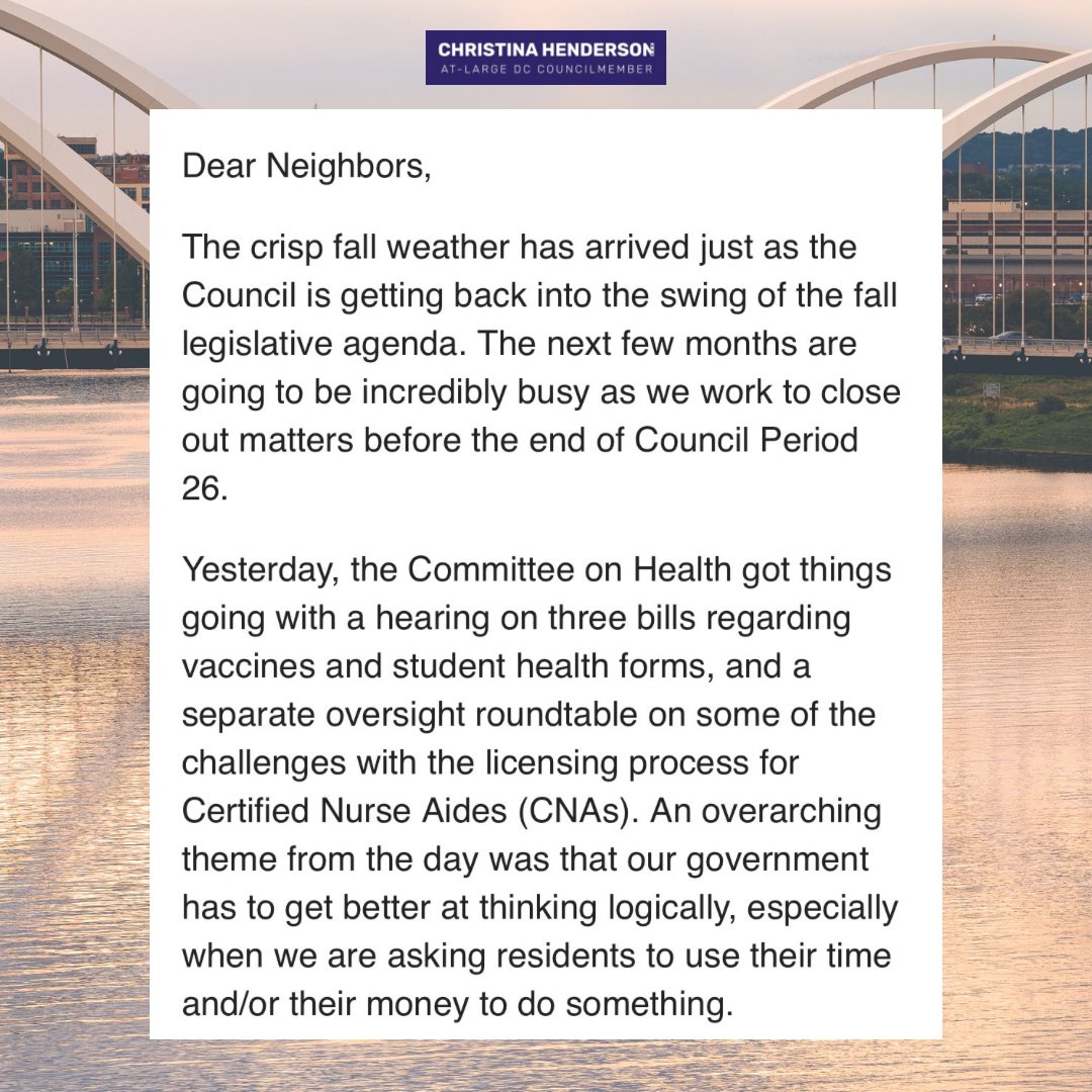 CMCHenderson's tweet photo. There’s a chill in the air and fall is officially underway. 🍂 🍁 🍃 

This week the Committee on Health held a hearing on three bills on vaccines and student health forms, followed by an oversight roundtable on CNAs. https://t.co/frg3ZX8O1c