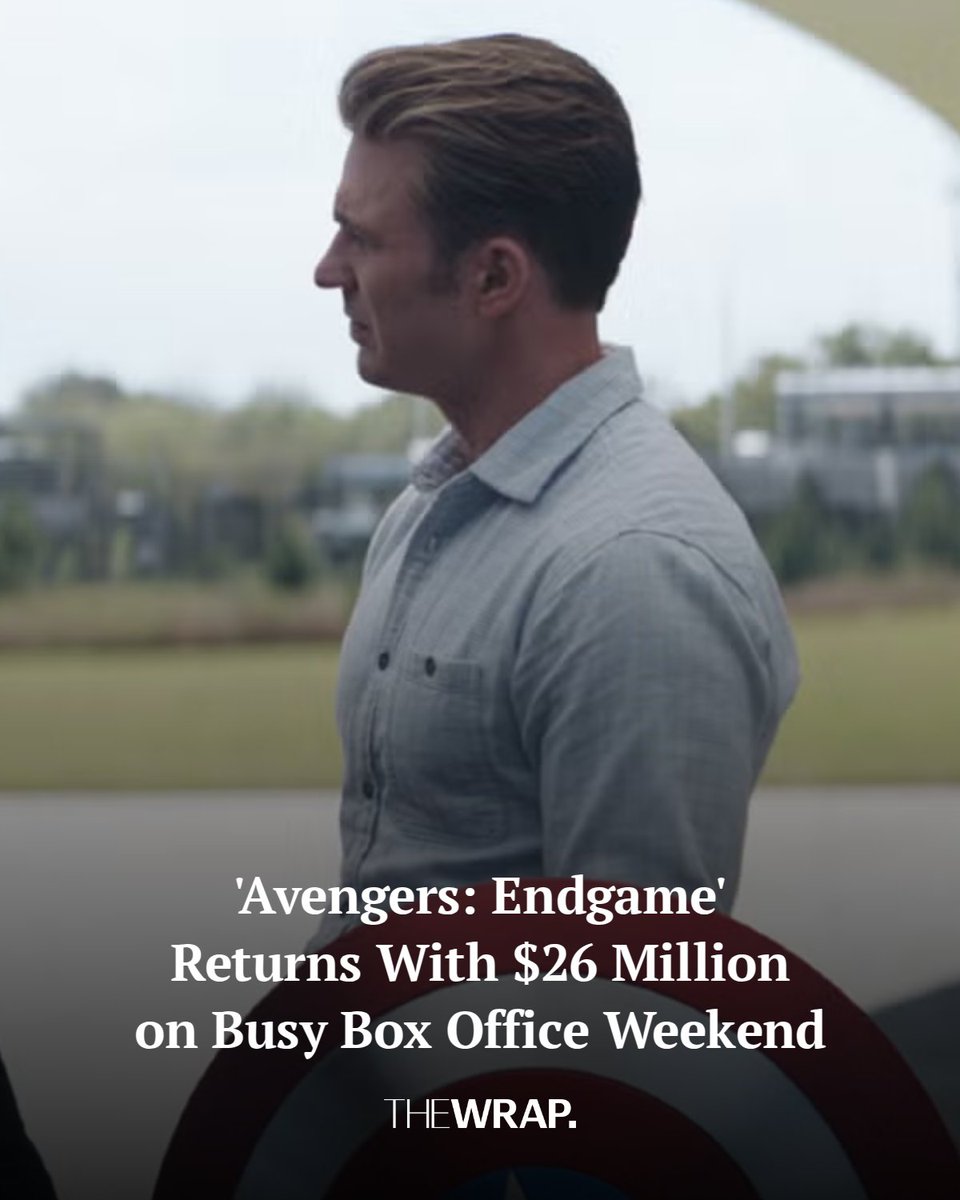 TheWrap's tweet photo. "Avengers: Endgame Encore” is on top of the box office, opening ahead of newcomers like Brad Pitt's “Heart of the Beast” and the DreamWorks Animation feature “Forgotten Island."

Read more: https://t.co/2Et8EuZudL https://t.co/gxY1EeHdLr