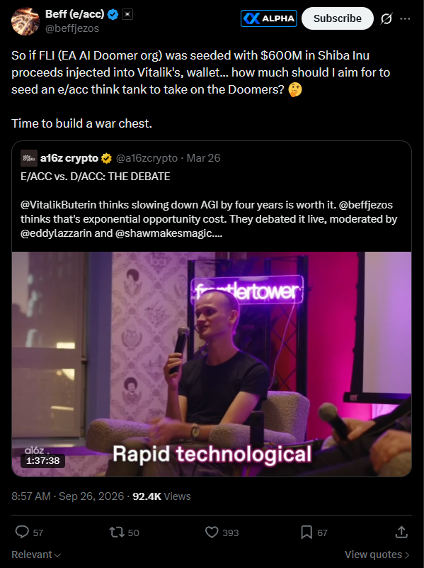 stitchdegen's tweet photo. A quick $e/acc update after digging deeper

There are a few new updates that make this story much more interesting to me compared to when I first wrote the thesis

I spent some more time checking the KOL wallets involved

Most of the accounts shown on GMGN’s KOL tab have already flipped or reduced their positions, but there are still a few names worth paying attention to

Frank bought around $139K at roughly $16.9M MC, and based on the latest snapshot I checked, he is still holding most of his position

RC got in much earlier, around $539K MC. He has already taken some profit during the run, but still has a pretty significant runner left

Another notable update is Ansem. The tracker snapshot shows a buy of around $36.5K at roughly $16.4M MC. On top of that, Ansem has also been interacting with and reposting Beff’s recent posts around funding the broader e/acc movement

So the KOL exposure is definitely clearer now than when I first wrote the thesis

That said, I still wouldn’t call this mass accumulation. A few KOLs holding positions is positive for attention and sentiment, but it’s still not the main reason I’m interested in this story

The more important catalyst for me comes from Beff himself

Initially, the story was mostly about creator fees being routed to him and the idea of building an e/acc non-profit. His more recent posts have made that connection much clearer

Beff directly referenced how SHIB was once sent to Vitalik, with part of that money eventually helping fund the Future of Life Institute. He then raised the idea of using the capital available to seed an e/acc think tank, while also talking about building a “war chest” for the broader battle over the direction of AI

For me, this is a stronger catalyst than the Space

Not because Beff is shilling the coin, but because he is publicly discussing how the proceeds and donations he receives could potentially be turned into funding for an actual e/acc organization

He has also talked positively about the broader UsePaid concept and the idea of creating a more symbiotic relationship between Crypto Twitter and the memes the market trades

But there is still one important distinction

Beff did not launch the token, he hasn’t posted the CA, and he hasn’t told anyone to buy it 

So I still wouldn’t call this an official endorsement

What makes it interesting is the narrative connection

A memecoin generates fees, the person receiving those fees publicly acknowledges the money, and then starts discussing how those proceeds and donations could potentially help fund an e/acc think tank

That is a much stronger story than simply attaching a famous person’s name to a meme

As for the chart, this is another part I like right now

After running from almost zero to nearly $30M, price dropped toward $13–14M, but that dip was bought back fairly quickly

It is now building a range around $15–20M, with some higher lows starting to form

The short-term structure looks much healthier than it did during the initial dump

However, volume relative to market cap is still very high, so I’m not calling this accumulation yet. The $15–20M range could simply be the market digesting the first major pump

Because of that, my view has changed slightly

I no longer think we absolutely need to wait for $10–12M

As long as $15–16M holds, the structure still looks fine

The most important level for me now is $20M

If price can reclaim $20M with strong volume, while Beff continues to provide new developments around the non-profit, funding, or research, then I’ll start paying much more attention to a potential wave 2 and a retest of the $25–30M area

If $14–15M is lost instead, then $10–12M becomes the area I’ll watch again

Overall, the story is still alive, and the narrative is actually clearer now than when I first wrote the thesis

KOL exposure is improving with Frank, RC, and now Ansem. More importantly, Beff is no longer simply someone who unexpectedly received fees. He has started publicly discussing how this capital could potentially be used to help build an e/acc think tank

But I still see this as a narrative trade, not a fundamental investment

From here, I’ll mainly be watching Beff, KOL positions, holder growth, volume, and how price reacts around $20M

If those pieces continue to hold together, the setup becomes much more interesting

For now, the structure looks better and the catalyst is stronger, but wave 2 still needs confirmation from the market

CbcyNo7m1amFWqEQm2m4PLv1UNvpcL3C1Ujm6AkzpKoU