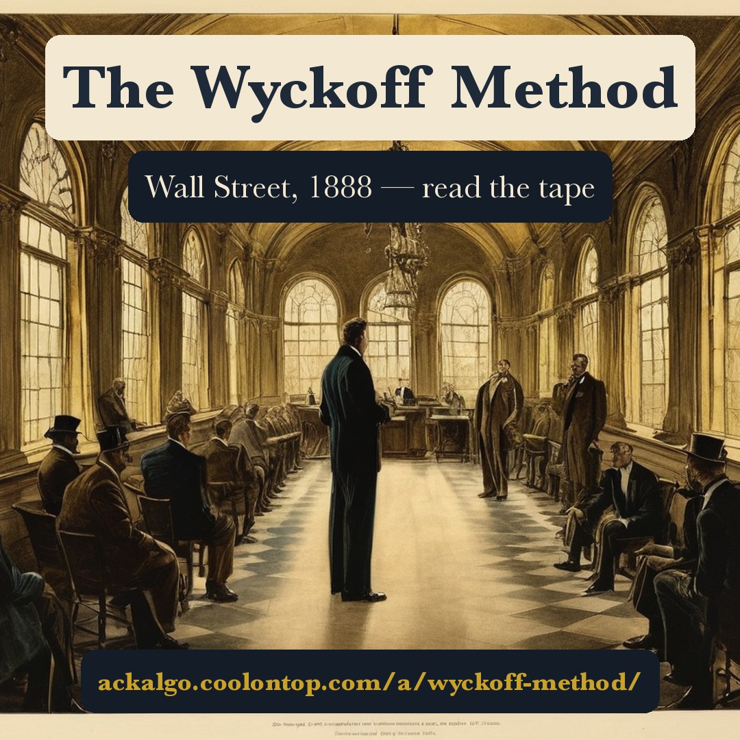 ackalgo's tweet photo. 1888, Wall Street: a 15-year-old runner named Wyckoff learned to read the tape. Accumulate, mark up, distribute, mark down.
Free guide 👇
https://t.co/k4lg85s2fh
#wyckoff #trading #technicalanalysis https://t.co/bnxfW2XA5H