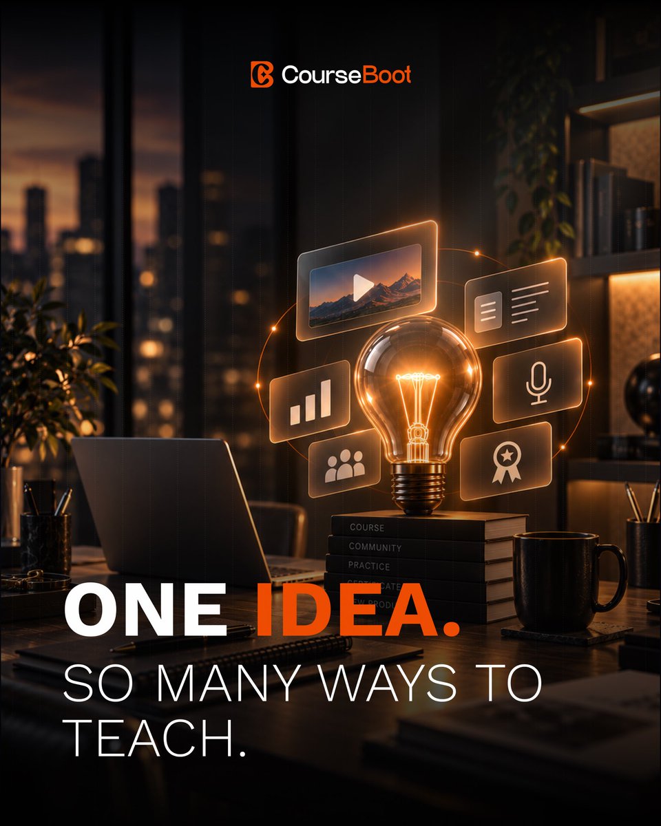 CourseBoot's tweet photo. One idea can become a course, community, practice, mentorship, certification and so much more.

AI makes it easier to build the whole learning experience.

You bring the expertise.
 We help you turn it into something people can learn from. 🤖

CourseBoot 🚀 https://t.co/ZyXelVr2Tn