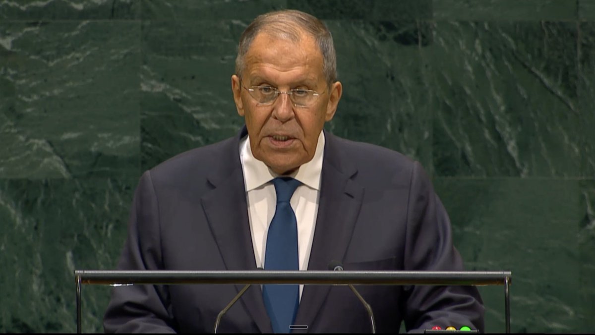 elizondogabriel's tweet photo. In his #UNGA81 speech, Russian FM Sergey Lavrov again calls on India and Brazil to be added as permanent members of UNSC. And adds: "cannot involve any additional seats being allocated to Western countries, especially to Germany and Japan, who are now on the path to militarism and revisionism." 

On the race for the new UN Secretary General (of which Russia has great power to decide since it's one of the P5) he said Moscow supports someone who shows "impartiality and equidistance," will "represent the entire international community instead of serving the interests of some states," and won't "dilute the prerogatives of the Security Council and its permanent members."