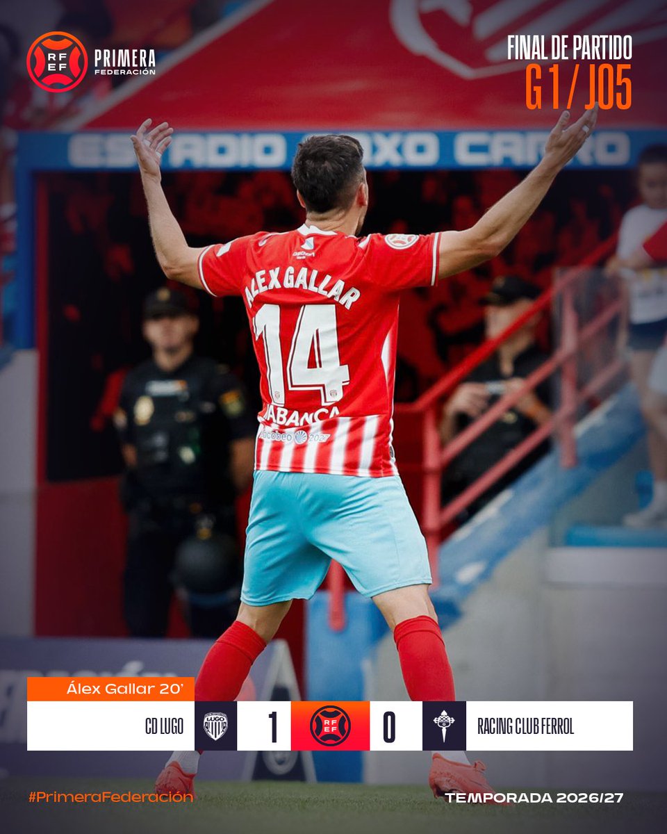 Primera_RFEF's tweet photo. 𝗙𝗜𝗡𝗔𝗟 | #LugoRacingClubFerrol

🆚 @CDeportivoLugo  1-0 @racingferrolsad 

#PrimeraFederación https://t.co/Iq3CoVGmyI