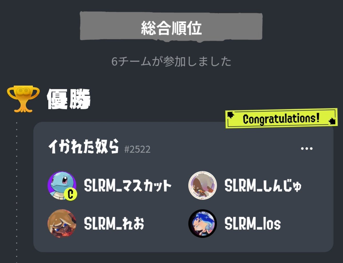 mafuyu_Live's tweet photo. 長月の真冬杯お疲れ様でした！
今回の優勝チームは

イカれた奴ら

の皆さんです！おめでとうございますー！！

インタビューでは皆さん謙虚で負けた試合が印象的だったという向上心の高さ！素晴らしかったです！

次回のは秋の真冬杯でお会いしましょう! https://t.co/hjqtUM7Fqk