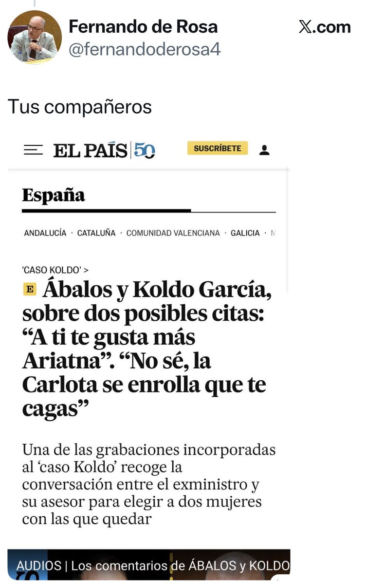 rosadg_'s tweet photo. Este señor es juez y político del PP. 

Se ha metido en mi perfil a dejar este comentario sobre la notícia del asesinato de una mujer prostituida.

Cada vez que subo algo, aparece con Ábalos… No sé Rick, tantos  años de carrera para acabar convertido en un vulgar troleador. https://t.co/dTrW1kgKEp