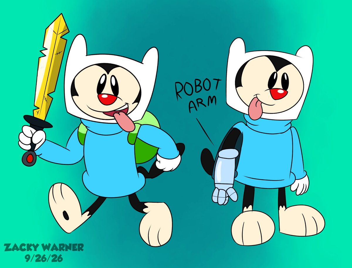 WarnerZacky's tweet photo. Wakko Warner as Finn Mertins! Also as a bonus, we have Finn and Wakko cosplayng as each other.
#Animaniacs #Adventuretime https://t.co/ydYXRZzpdg