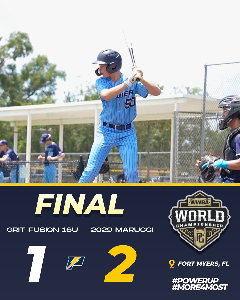 PowerBSB's tweet photo. Power Baseball 2029 Marucci takes Game 3 of pool play at the WWBA Sophomore World Championship! ⚡️

#PowerUp #More4Most https://t.co/9IpDUKkelO