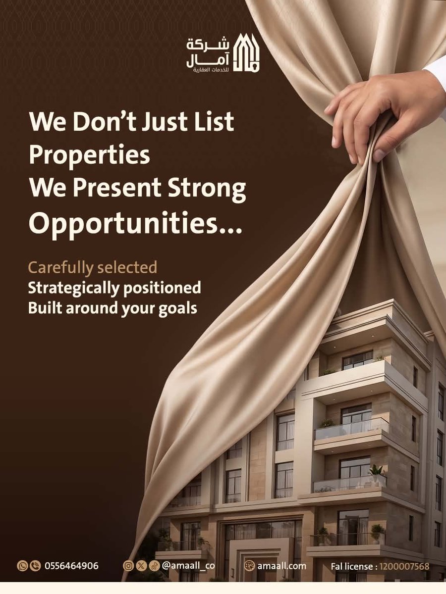 amaall_co's tweet photo. Not every property is an opportunity.
We focus on opportunities with real potential that align with your goals.

Explore your next real estate opportunity now.

#RealEstate #Amaall #RealEstateMarketing #SaudiRealEstate #Investment https://t.co/JVVaTmQJcR