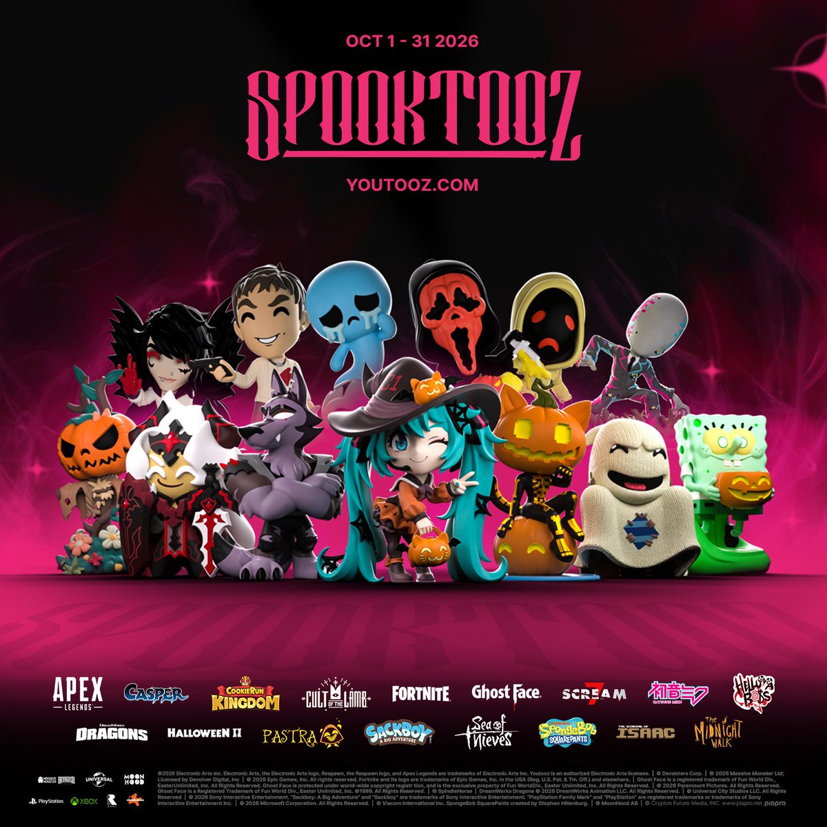 youtooz's tweet photo. trick or treat 😈
spooktooz is back october 1st with an all new collection of spooky collectibles featuring some of your favorite characters 🎃👇 https://t.co/tGrWWIrorA