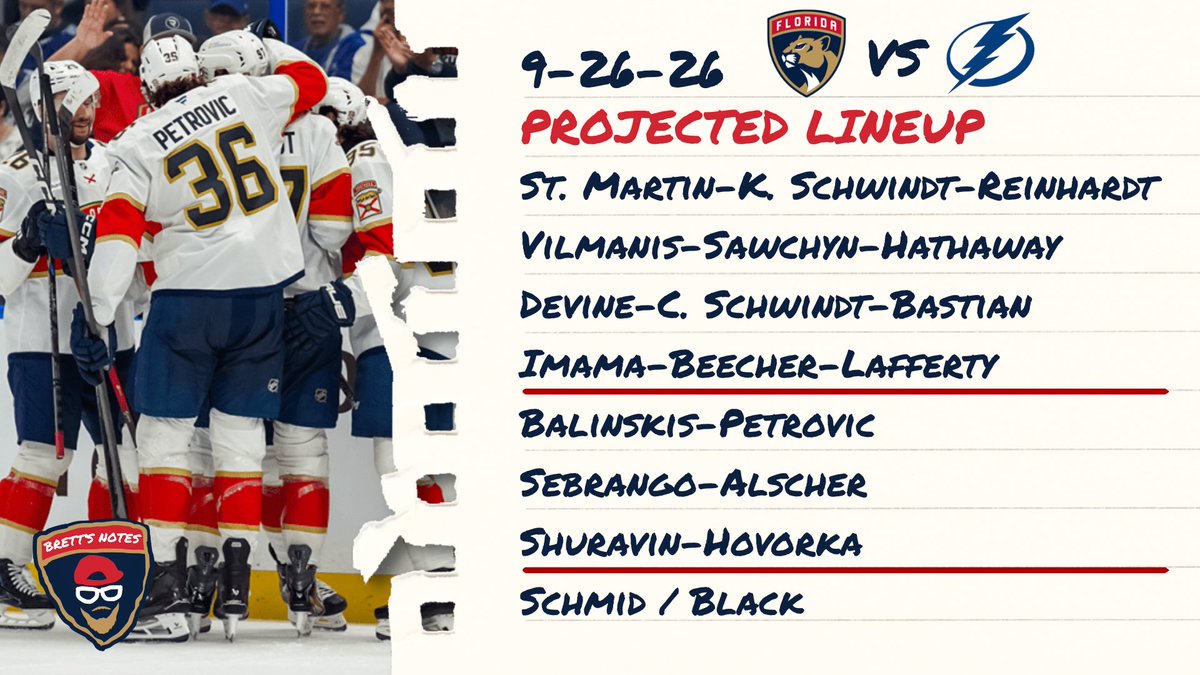 BrettsNotes's tweet photo. @SashaBarky Roster is correct, line combos are my guess https://t.co/YaEOO06uo0