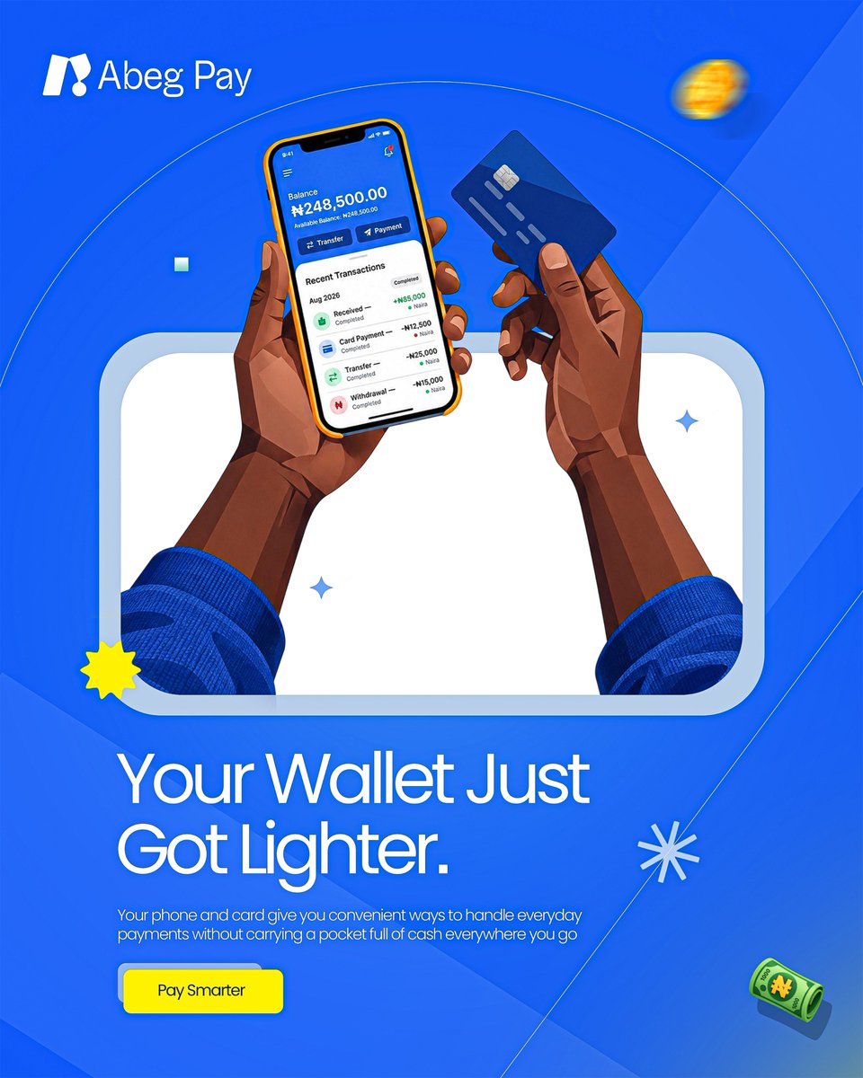 LabiGraphix's tweet photo. THE FUTURE OF PAYMENTS — ABEG PAY

A Visual Direction Exploring Everyday Money Moments Through Illustration, Characters, Typography, And UI Elements.

#fypシ゚ #fypシ゚viral #fyptwitter #branding  #fintech #viralpost #nigeriantechspace https://t.co/4oJstXSFzx