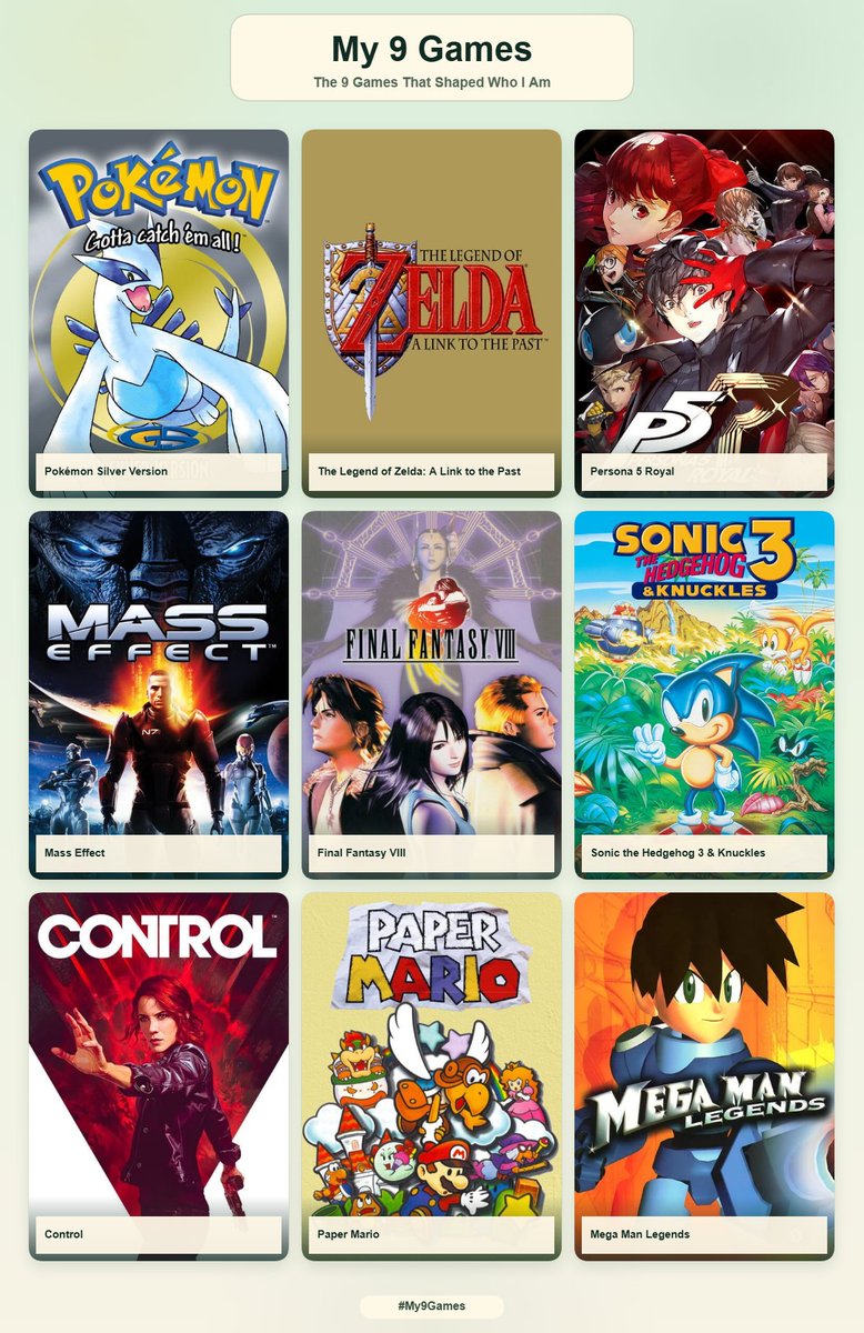 MidnightToTwelv's tweet photo. yeah definitely changes depending on the day, but these are usually the games I use as a signpost for the genres/styles I love. https://t.co/mQkaQbEfiU
