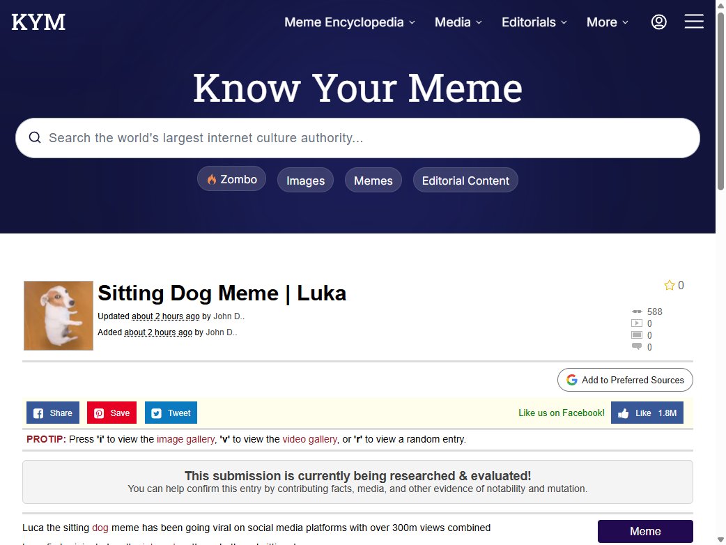 Swagdevor's tweet photo. THEY JUST NAMED THE VIRAL SITTING DOG MEME, ITS LUKA! https://t.co/K13nhtDpl3