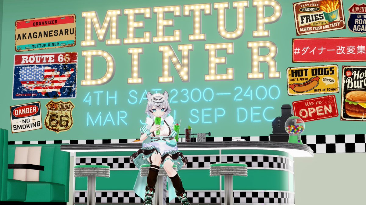 Endlessinunade's tweet photo. おじゃましました！ダイナーウェイトレスはかわいい！
＃ダイナー改変集会 https://t.co/ie1NogxDL3