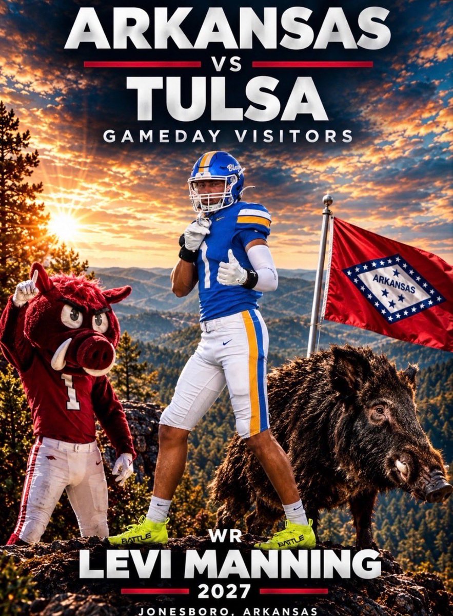 Levi_Manning7's tweet photo. Can’t wait to be on the hill with @RazorbackFB and @RSilverfield ‼️
@mfarrellsports @ArkRecuriting94 @EarlGill10 @seanasu2000 @ValleyViewFB @zac_manning https://t.co/JR1vEKSy4h
