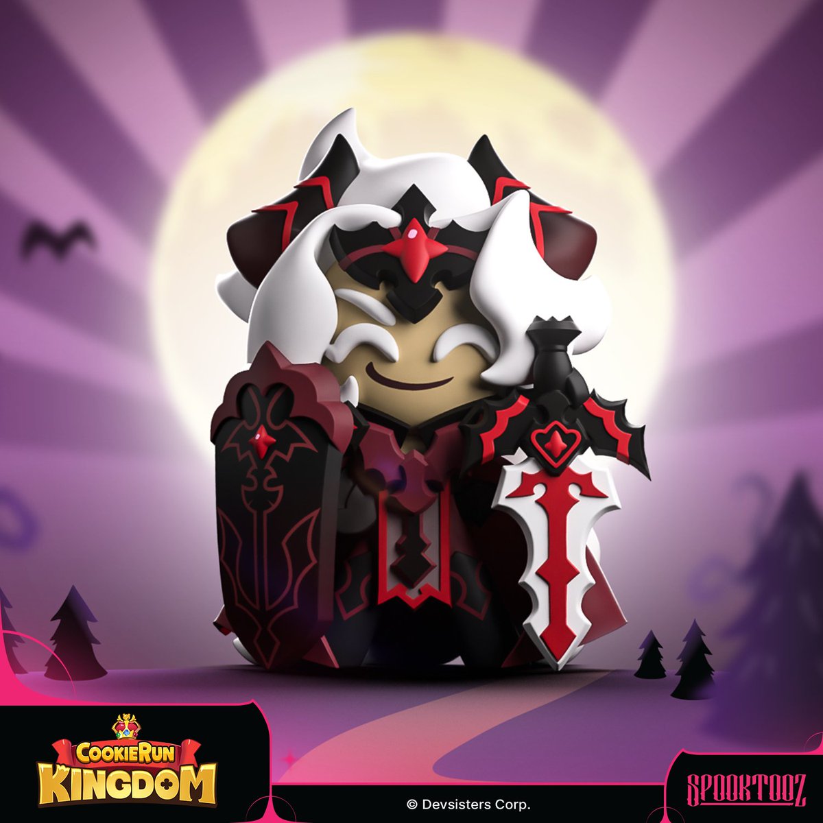 youtooz's tweet photo. i’m going to need a fancier cloak…

@CRKingdomEN crimson knight madeleine cookie figure releases on oct 1st at 3pm est! 🦇 #CookieRunKingdom https://t.co/BQV0fF8T4U