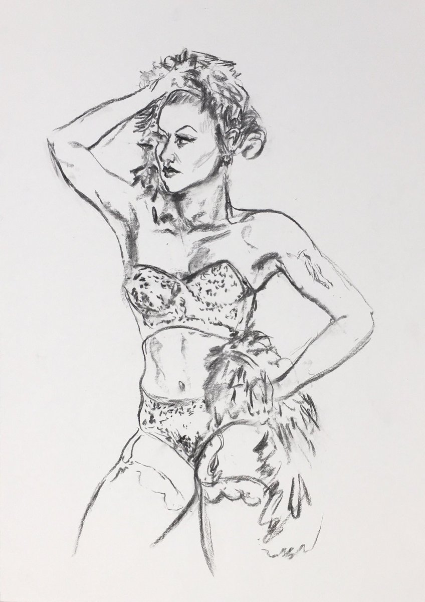 surfstarfish's tweet photo. 4 lifedrawing studies of scarlettwhispersburlesque from last week. https://t.co/LcFa74eatN