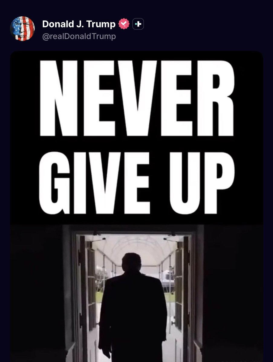 TruthBomber47's tweet photo. That’s right Trump 🇺🇸
"Never give up. Never give in. Never back down." https://t.co/jZXHNmqHKz