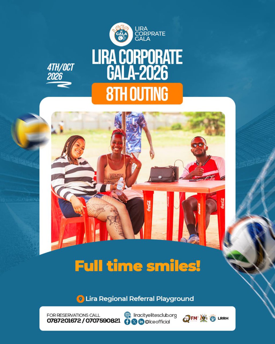 Brian__Skid's tweet photo. Full-time smiles, good vibes & unforgettable moments
The 8th Outing of the Lira Corporate Gala is bringing together great people, fun, football and memories to last beyond the final whistle
π
4th October 2026
π Lira Regional Referral Playground
#LiraCorporateGala
#8thOuting https://t.co/8HhBnSfWCs