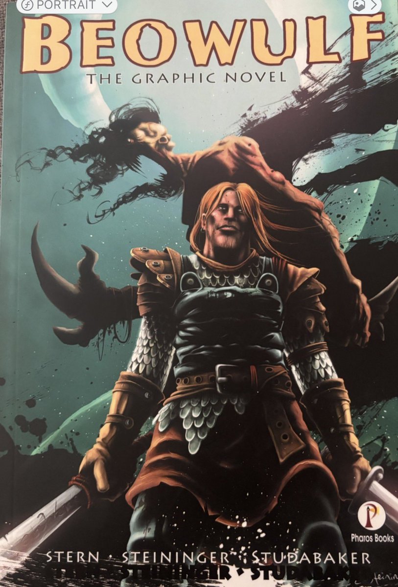 StephenLStern's tweet photo. Just came across the gorgeous Pharos Books softcover edition of my Beowulf graphic novel. Pharos is a leading educational publisher in India for classes K-12, with titles ranging from The Great Gatsby to Gulliver’s Travels. It’s an honor to see Beowulf in such great company. 
#Beowulf #GraphicNovel #ClassicLiterature #GraphicNovels #PharosBooks