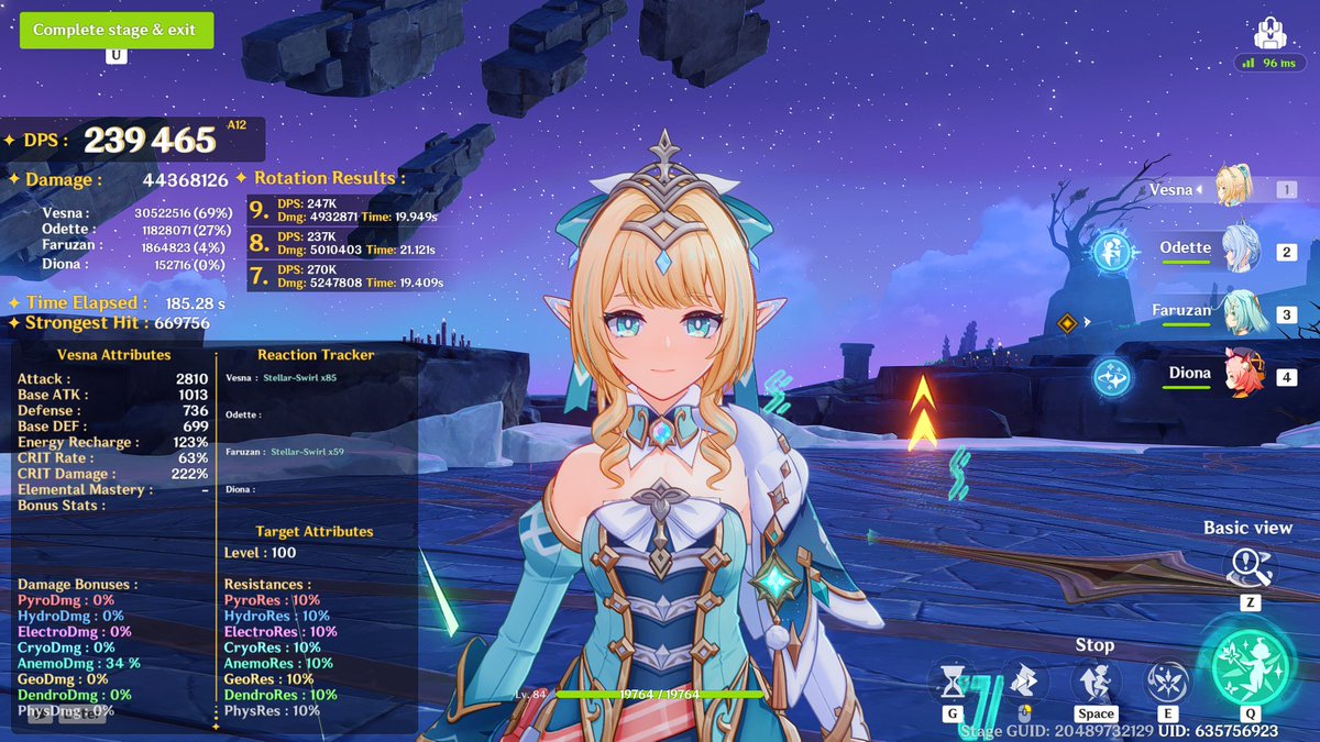 automaeon's tweet photo. my gear is still bad and my talents are still underleveled but c0r1 vesna + c2 odette at 240k dps <3<3 https://t.co/nMqRhr4BvC