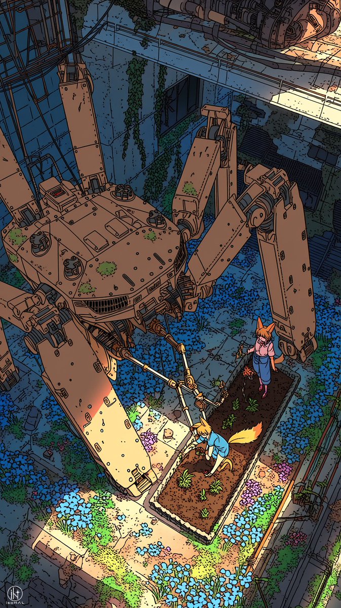 isoHAL830's tweet photo. 一緒に花壇を手入れしてくれるかつての兵器🤖

nijijourneyが思いのほか楽しいです♪

#isoHAL_Gallery https://t.co/HE9UxDbj7G