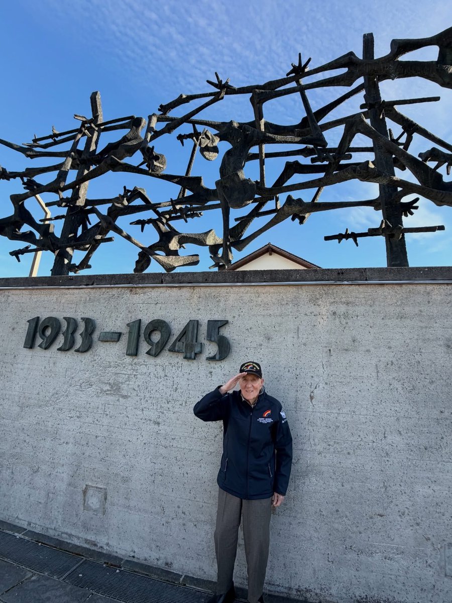 SoldiersWhisper's tweet photo. 102 year old WWII veteran, Hilbert Margol, at Dachau concentration camp. He was there April 29th, 1945, the day it was liberated.
#TheHolocaust #WWII
#History https://t.co/roIJSroSpm