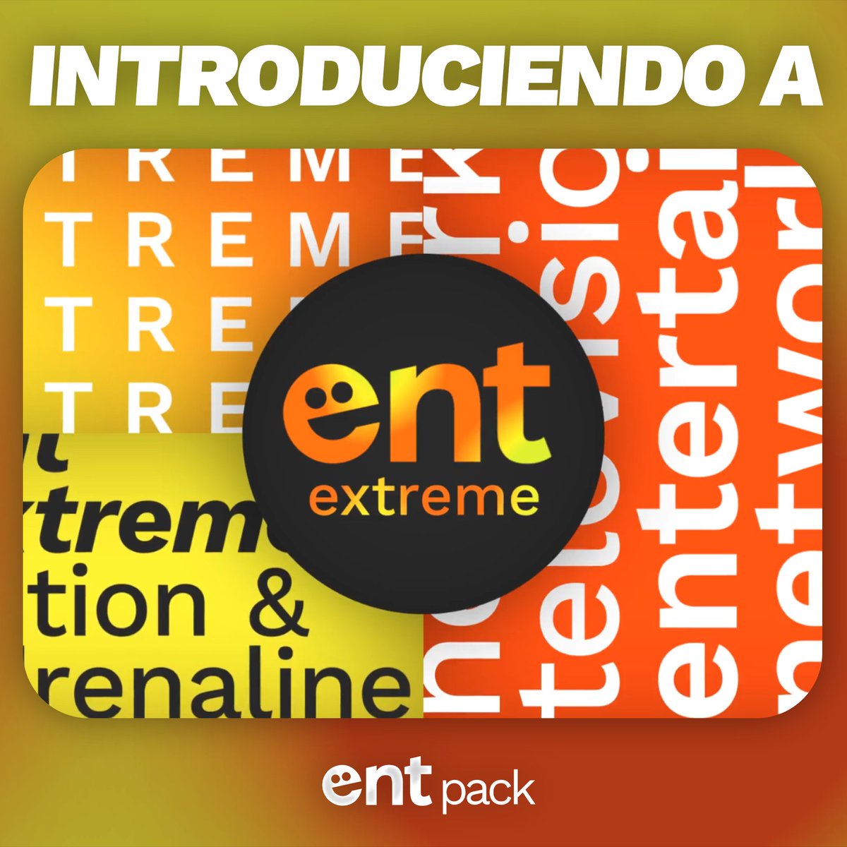 40mediagroup's tweet photo. 🔥INTRODUCIENDO A ENT EXTREME
Llega ENT Extreme, el nuevo canal de ENT Pack para los que buscan sentir el pulso acelerado: persecuciones, explosiones y giros que no ves venir.
📅 Llega el 16 de octubre con el ENT Pack
🍿 Faltan 20 días
#ENTPack #ENTExtreme #40mediaGroup https://t.co/y58DyR86kM