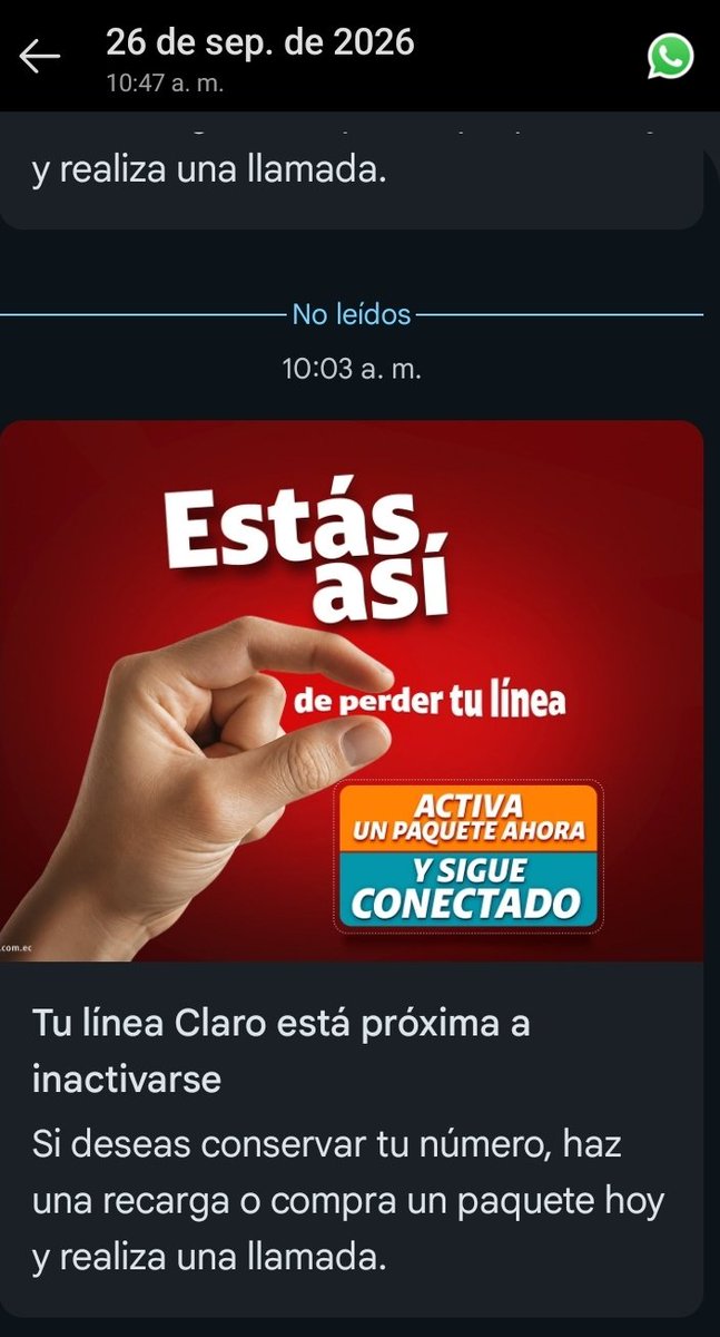 romanh12's tweet photo. Señores @ClaroEcua 
Dejen de amenazar con quitarme la linea 
Mejor procuren mejorar la cobertura y los beneficios 
Una recarga de 1.05 no me ofrece minutos a operadoras !
@Arcotel_ec @DEFENSORIAEC https://t.co/Ft5frFLiMx
