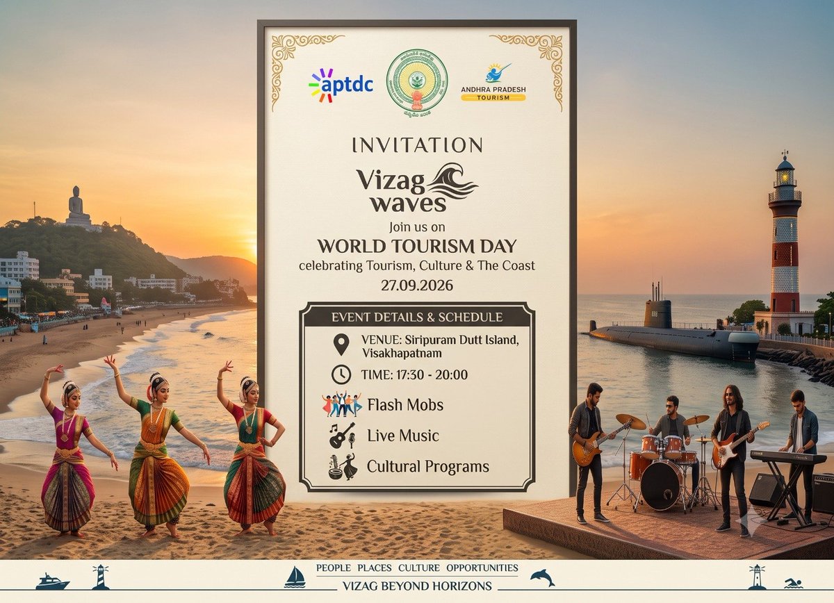 DIPROVIZAG's tweet photo. World Tourism Day  2026 @ Visakhapatnam 

#tourism
#Visakhapatnam
#vizag https://t.co/lKHQawhIR7
