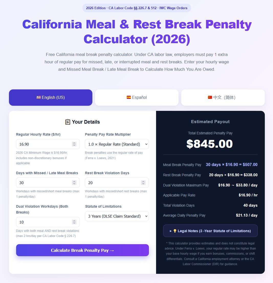 NetPayCheckPro's tweet photo. We built a suite of free US Tax &amp; Wage Calculators to remove the guesswork from your earnings! 🧮🇺🇸

Estimate your true take-home pay in seconds: ✅ 1099 vs W2 Net Pay ✅ Freelance Hourly Rate &amp; SE Tax ✅ California Meal &amp; Rest Break Penalty
🔗 Link in bio or first comment! 👇 https://t.co/FtHlRNoen0