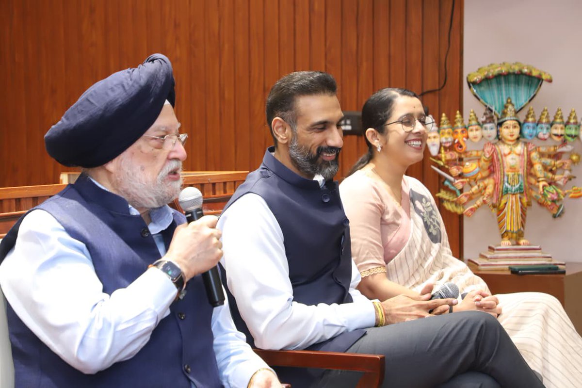 HardeepSPuri's tweet photo. Held an engaging and insightful interaction with a delegation of nearly 70 outstanding, confident and knowledgeable young professionals and researchers from diverse disciplines as part of the Rising Leaders Programme, organised by ILead Global Foundation @ileadglobe and India Office of Konrad Adenauer Stiftung @kas_india.

India is scripting an unprecedented energy security story under the visionary leadership of PM @narendramodi Ji. Today, India’s energy diplomacy resonates across the world as we secure uninterrupted supplies, diversify our energy basket and ensure access to affordable and sustainable energy for our citizens, despite the ongoing geopolitical crises affecting major global energy-producing regions.
Even as several parts of the world grappled with an energy shock and surging fuel prices, India stood out for maintaining stable domestic fuel prices, and shielding its citizens from the full impact of global volatility.

We also discussed how India is the world’s 3rd largest energy consumer, 3rd largest crude oil importer and 4th largest refiner, consuming around 5 million barrels of oil per day. India is also expected to account for nearly 25% of global energy demand growth over the next two decades.

@PMOIndia 
@PetroleumMin @PIB_India