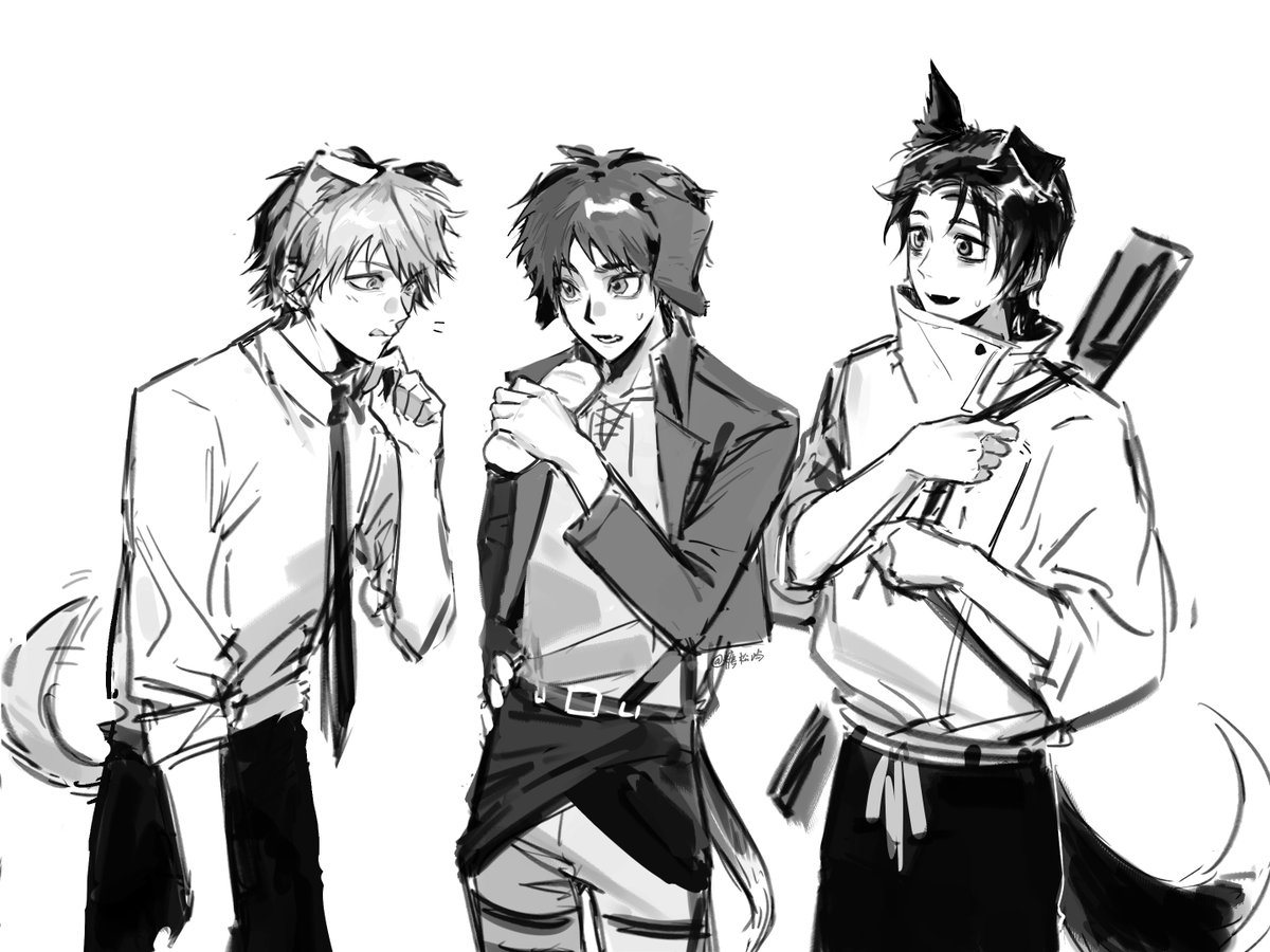 Tsyy_y's tweet photo. 🐶🐶🐶
#乙骨憂太 #ErenJaeger #denji https://t.co/y1CPaZerU4