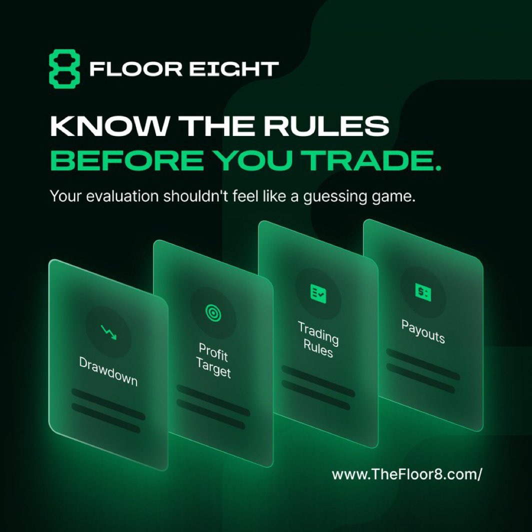 Isabelloisa1's tweet photo. STOP GUESSING YOUR PROP FIRM RULES🚨📋

Trading the markets is challenging enough without fighting hidden fine print. @tf8prop gives you 100% transparency from day one:

✅ Clear Static Drawdown (No trailing equity tricks)

✅ Realistic Profit Targets

✅ News Trading & EAs 100% Allowed

✅ On-Demand & Weekly Payouts  

Know your rules, protect your downside, and execute with pure confidence! ⚔️📈

Get funded with Floor Eight now:
https://t.co/CH2q0BE38e