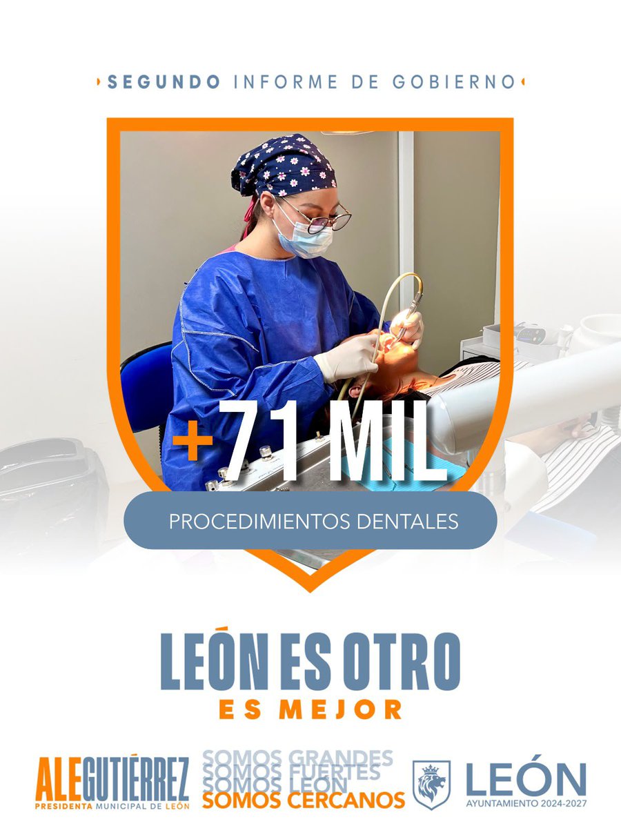 SaludLeonmx's tweet photo. 🦷🏠 ¡71,793 procedimientos dentales para cuidar la salud de las familias de León!

A través de Médico en Tu Casa, acercamos atención dental hasta donde más se necesita, facilitando el acceso a servicios que contribuyen a una mejor salud y calidad de vida.

#LeónEsMejor cuando la atención llega a más personas y cuidar nuestra salud está al alcance de todos. 💙

#LeónEsOtro porque seguimos llevando servicios de salud más cerca de las familias.

#2InformeAle
#AleGutiérrez