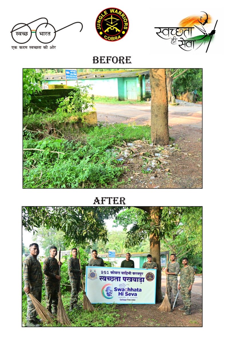 201_CoBRABN's tweet photo. स्वच्छता के संकल्प को परिसर से समुदाय तक पहुँचाते हुए—

#SwachhataHiSeva2026 के तहत 201 कोबरा के कार्मिकों ने आसपास के क्षेत्रों में विशेष स्वच्छता अभियान चलाया।

स्वच्छ परिवेश, स्वस्थ समाज और स्वच्छ भारत की ओर एक सामूहिक कदम। 🇮🇳 https://t.co/Z19JKm7Ea5
