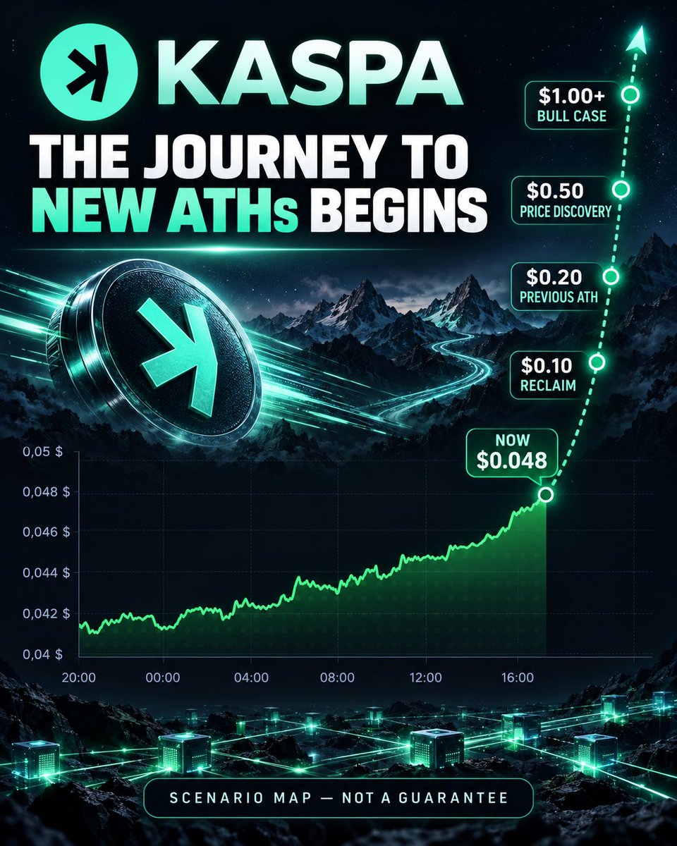 Hoshianer's tweet photo. This is just the beginning. 🚀

$KAS is up 17% in 24 hours — and the journey toward new all-time highs may have just begun.

First, we reclaim the previous ATH. Then, true price discovery begins. 💚⚡️

#KAS #Kaspa #Crypto #BlockDAG #ProofOfWork #Altcoins https://t.co/EaUymGvE7K