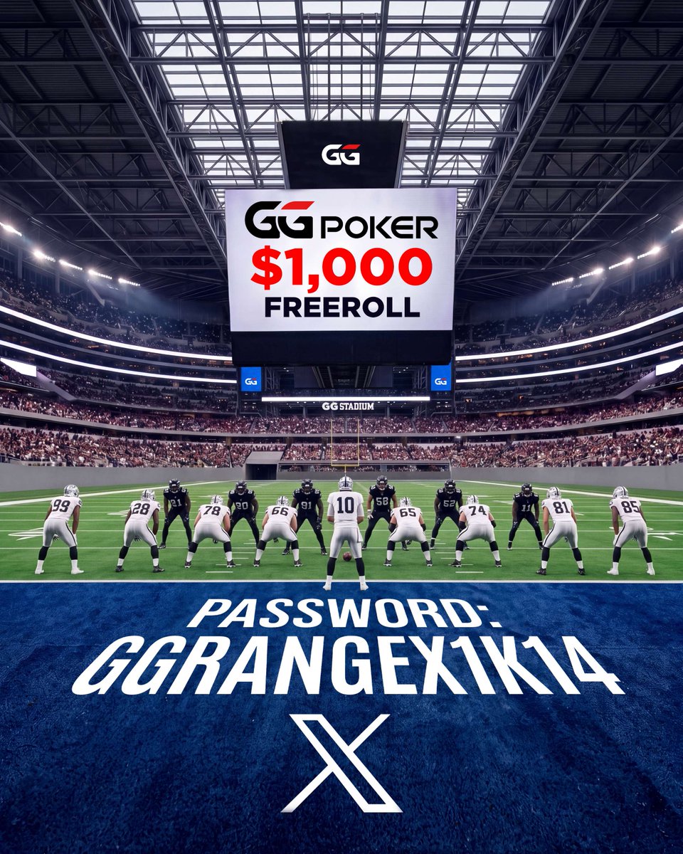 GGPoker's tweet photo. 🚨 PASSWORD IS LIVE 🚨

The $1,000 Freeroll starts in 60 minutes (18:00 UTC)
🔑 Password: GGRANGEX1K14
👉 Grab your seat now

How to enter:
✅ Open the GGPoker client
✅ Search: GGPoker X Community Freeroll
✅ Enter password: GGRANGEX1K14
✅ Repost this
✅ Reply: #GGPoker I’M IN https://t.co/uclZCw7mNC