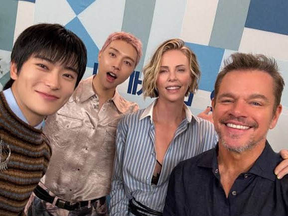RollingStone's tweet photo. NCT 127's Jaehyun and Johnny on interviewing Charlize Theron and Matt Damon during 'The Odyssey' press run: 

"..to hear the behind-the-scenes stories directly from them... made it resonate with [the movie] even more." 
https://t.co/K2UuzFUeRm https://t.co/KVjNKL9f6j