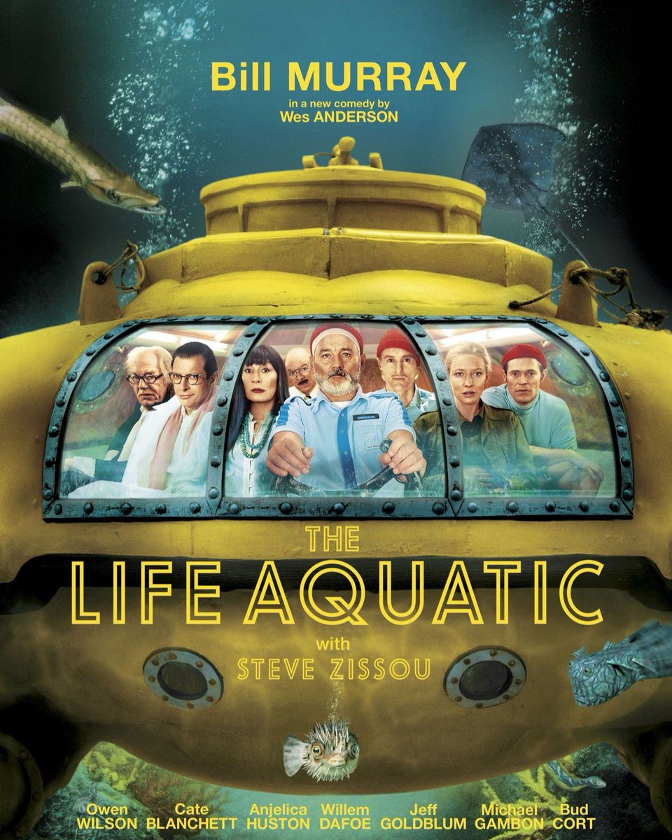 newbeverly's tweet photo. Wes Anderson’s THE LIFE AQUATIC WITH STEVE ZISSOU (2004) screens in 35mm TONIGHT, Saturday September 26th, at midnight! Tickets: https://t.co/Bzbc8tXEZl https://t.co/6cEPI1mdkL