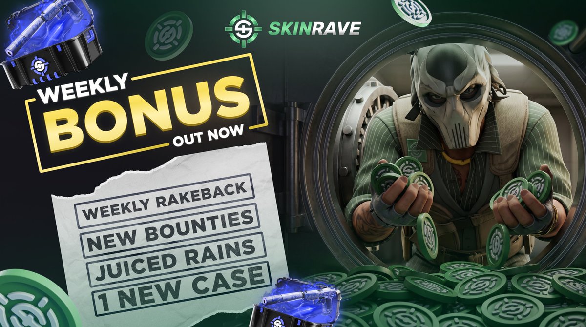 skinravegg's tweet photo. 🚨 Weekly Bonus is here!

🔓 Weekly Rakeback
🔥 1 New Case
🎯 New Bounties
🌧️ 6,500T Rain

🎁 Giveaways and Promos in https://t.co/gytPAZt78i https://t.co/KzE2wcPuYB