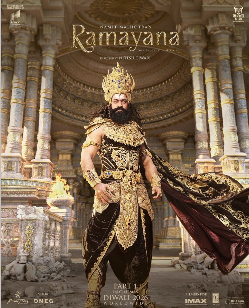 Kannada_BO's tweet photo. A fierce new poster of #Yash as Ravana from #Ramayana💥💥💥💥 https://t.co/6C9HG8FohY