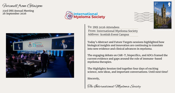 Myeloma Society (@Myeloma_Society) — #IMS26 — conference slide