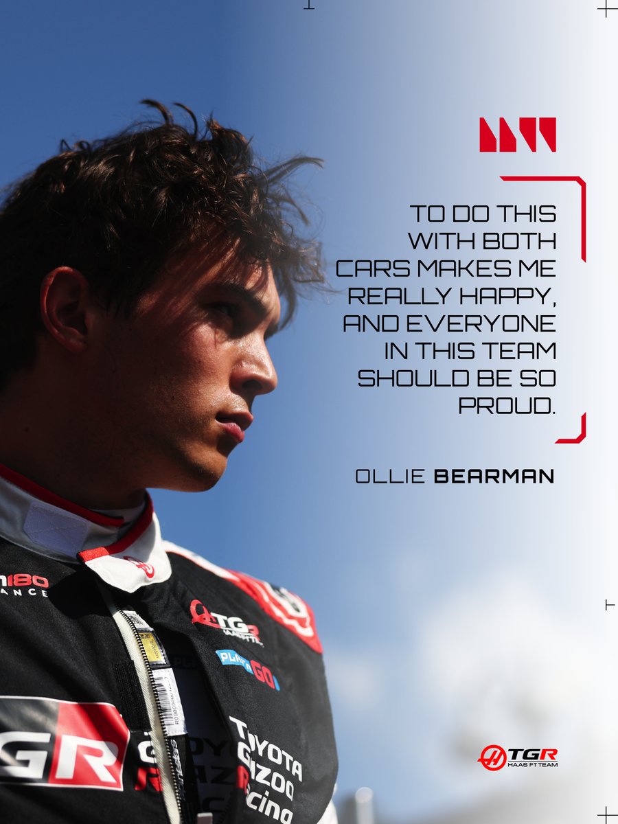 HaasF1Team's tweet photo. “It’s an amazing result for everyone’s hard work.” 💬 AK

Ayao, Esteban, and Ollie reflect on a successful Saturday in Baku 💪🇦🇿

#HaasF1 #F1 #AzerbaijanGP https://t.co/e8eihGMrCJ