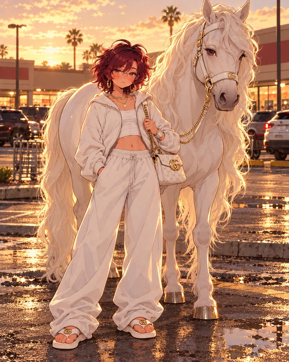 cosy_ai's tweet photo. QT your white
white  gucci flip flops, and a white horse. 🤗 
#AIart #AIArtistCommunity https://t.co/g9PZh7HFMw